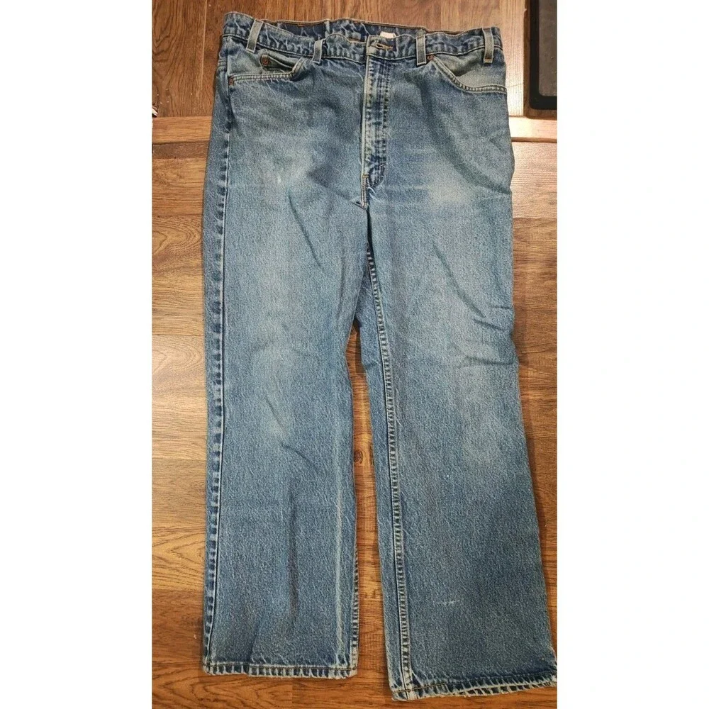 VTG 90s Levis 517 Jeans Mens 38x30 Blue Bootcut Orange Tab Denim Made In USA